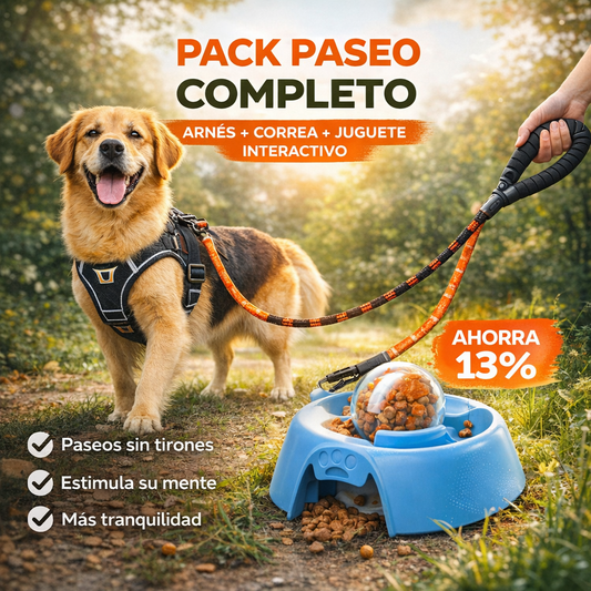 Pack Paseo Completo 🐶 Arnés + Correa + Juguete Calmante